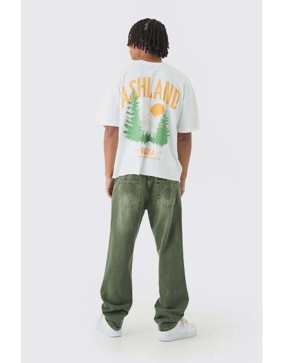 Oversized Boxy Ashland Printed Raw Hem T-Shirt - white - 2