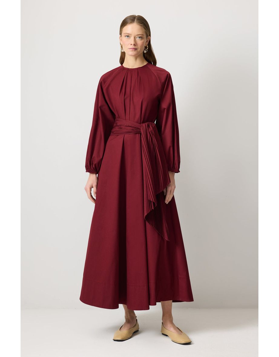 DRESS WITH PLEATED BELT