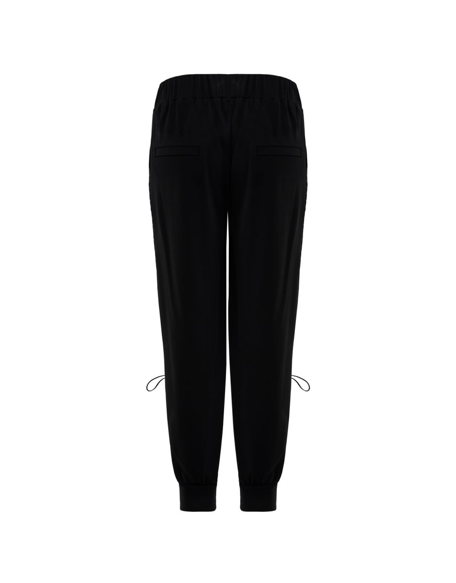 Side Mesh Detail Banded Bottom Black Tracksuit - 2