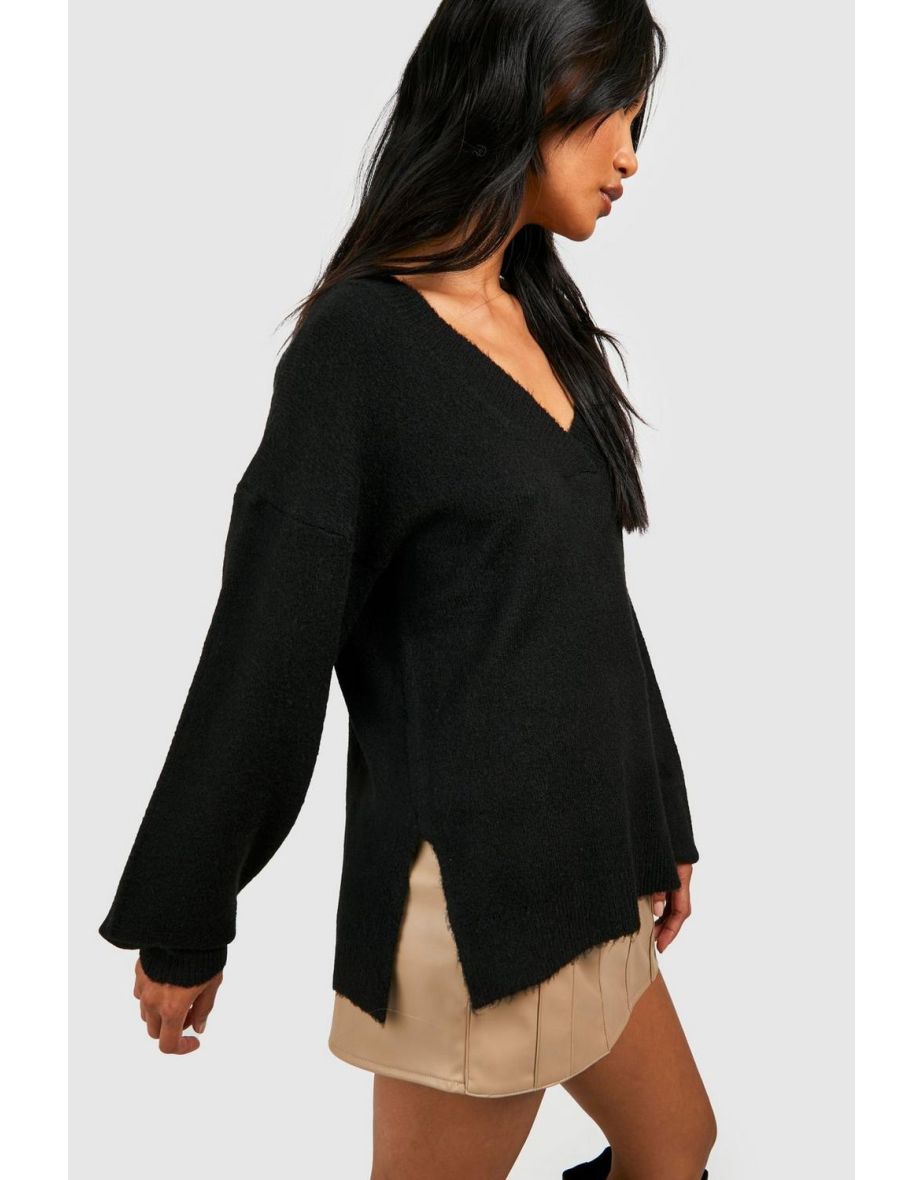 Soft Knit Slouchy Jumper - black - 3