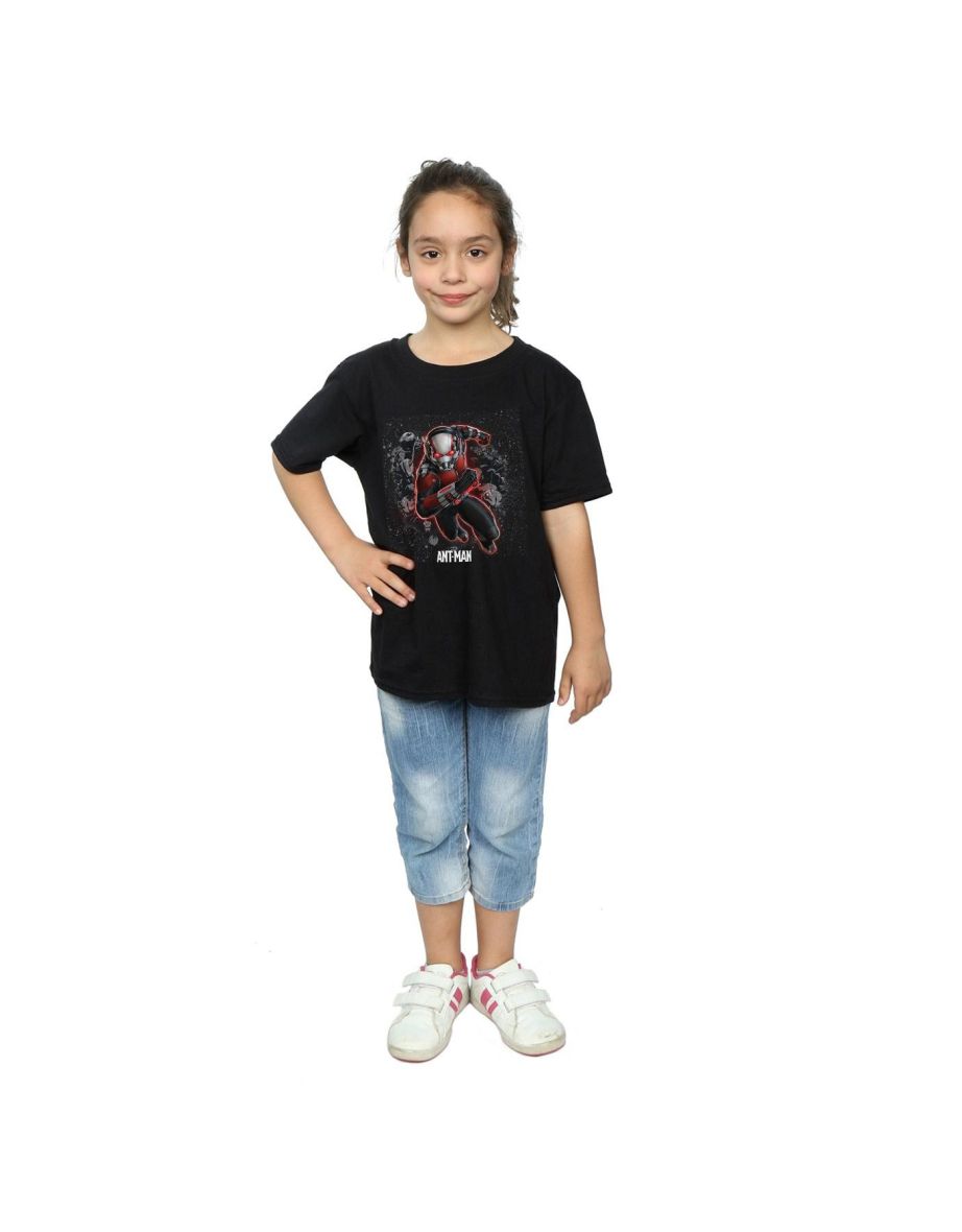 Marvel Girls Ant-Man Ants Running Cotton T-Shirt - Black