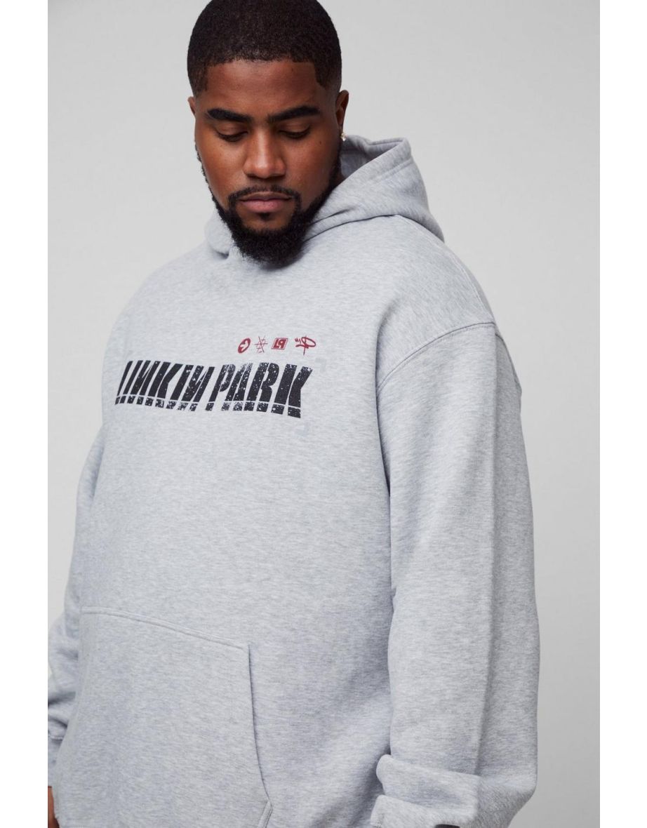 Plus Oversized Linkin Park Wash License Hoodie - charcoal