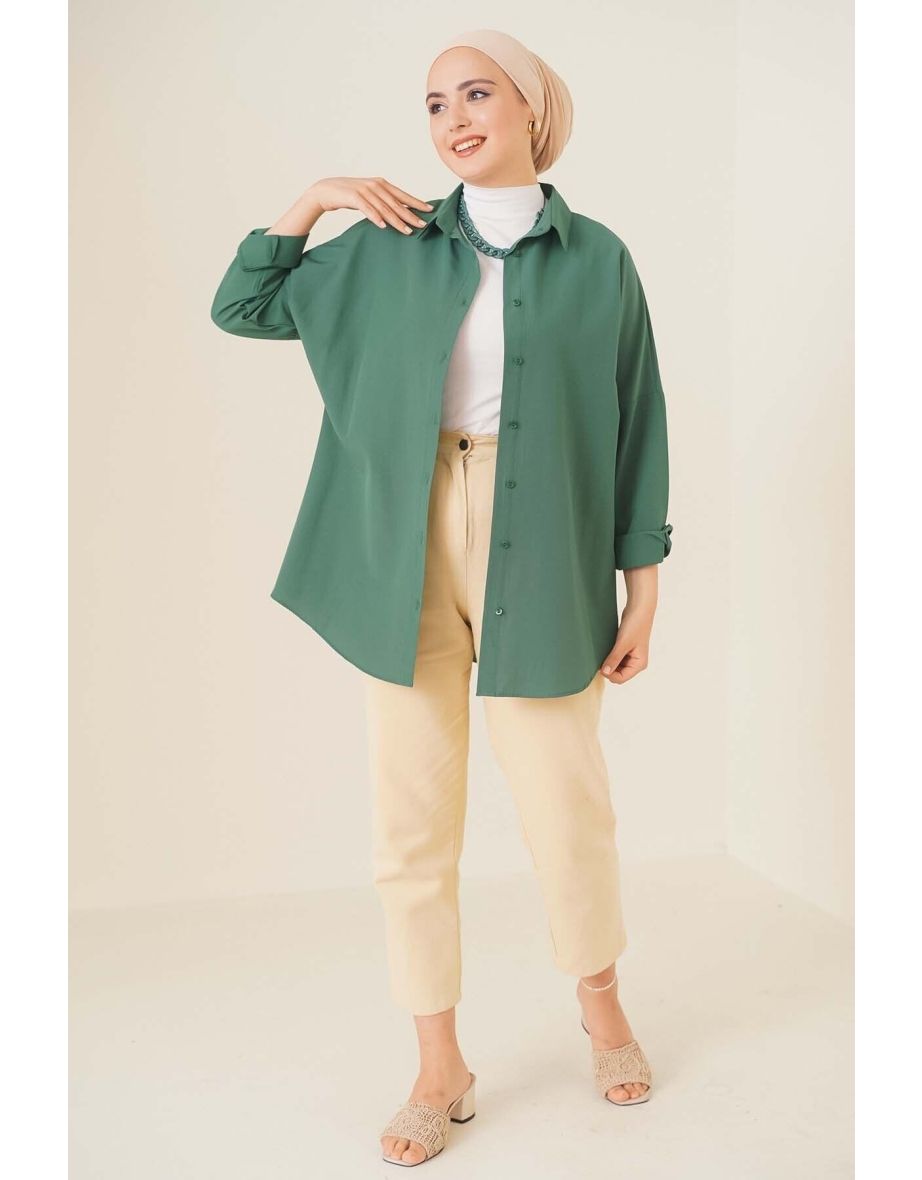 Oversize Basic Hijab Shirt - Emerald Green