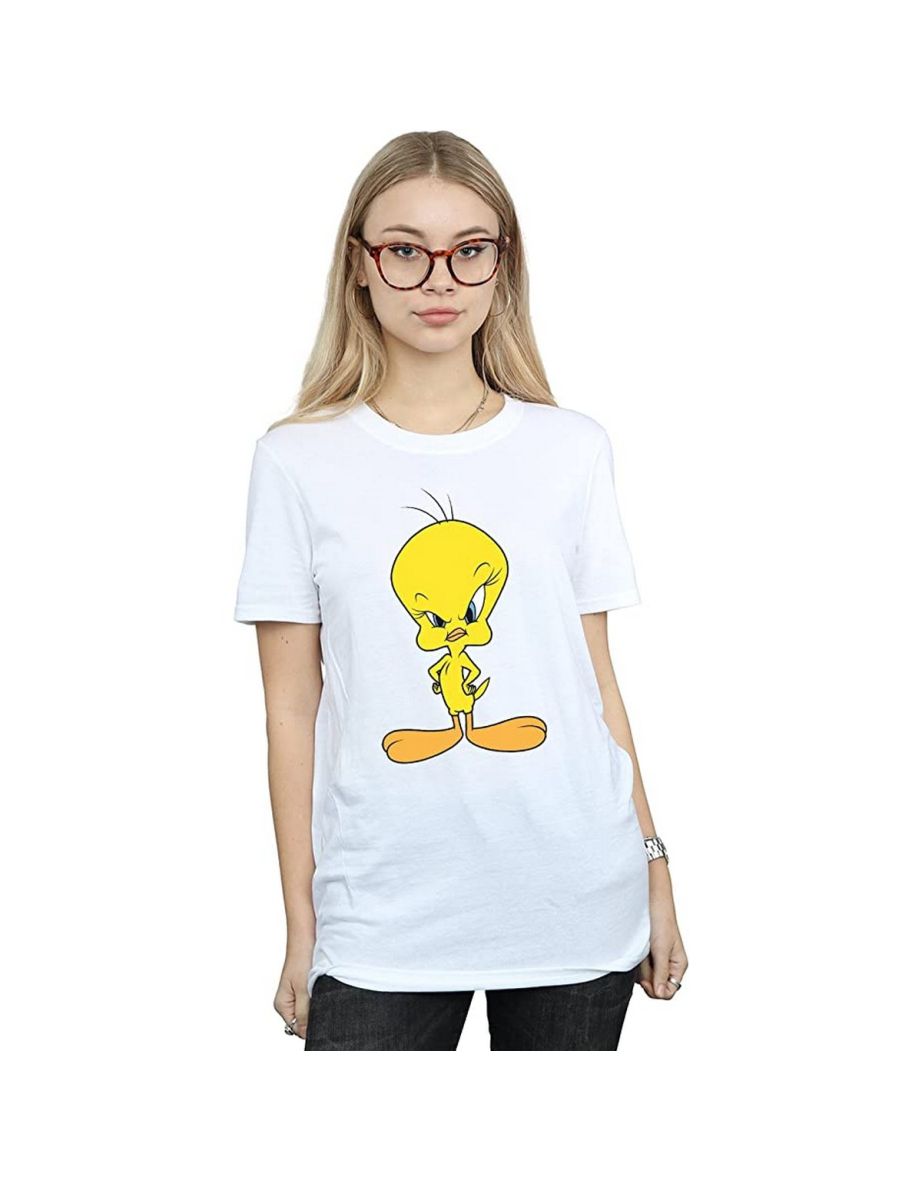 Looney Tunes Womens/Ladies Angry Tweety Cotton Boyfriend T-Shirt - White