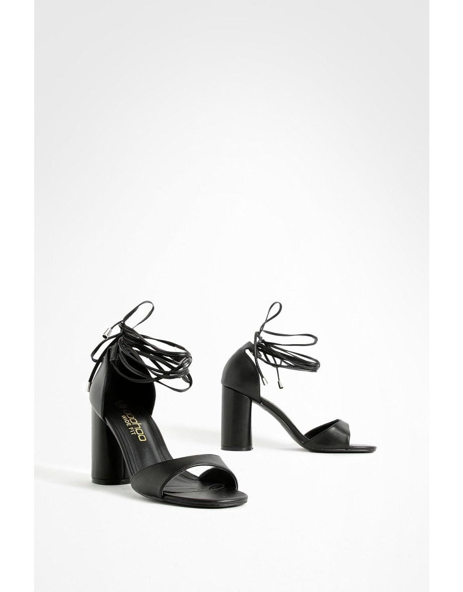 Shop Wide Fit Wrap Up Block Heels black Online in Qatar VogaCloset