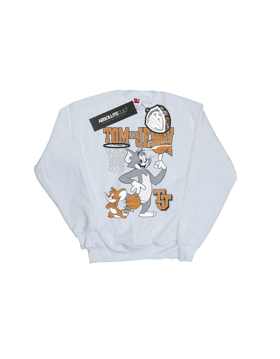Tom and Jerry Boys Spinning Basketball Sweatshirt - White