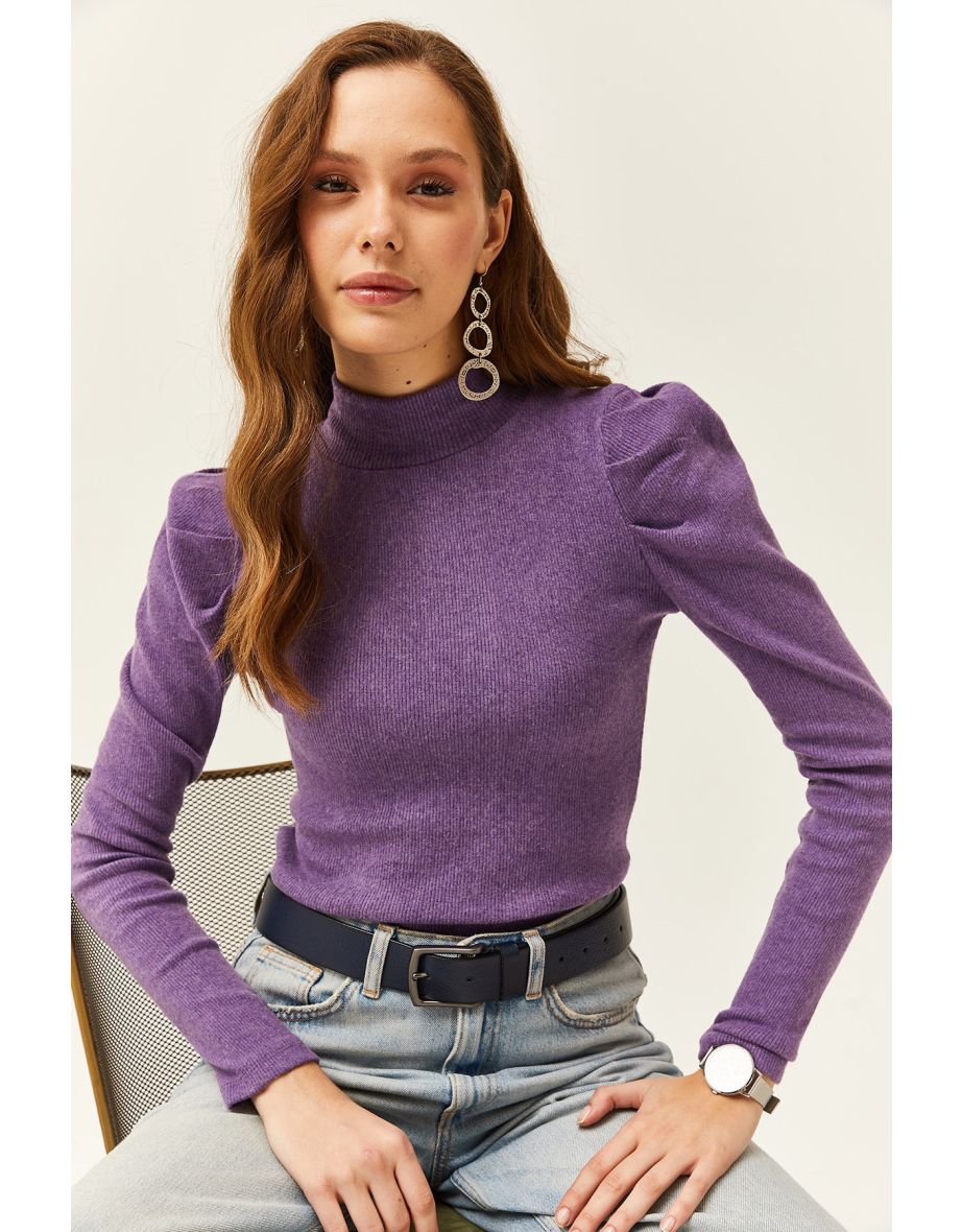 Women's Purple Princess Sleeve Lycra Blouse