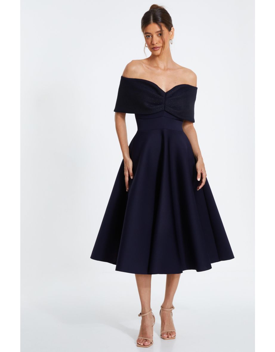 Navy bardot skater dress best sale