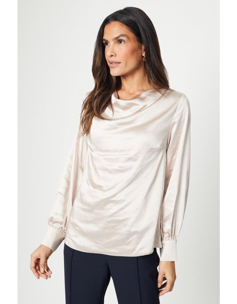 Satin Cowl Neck Top