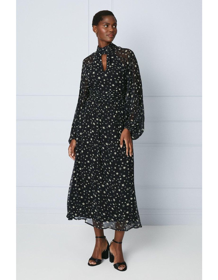 Karen millen star print store midi dress