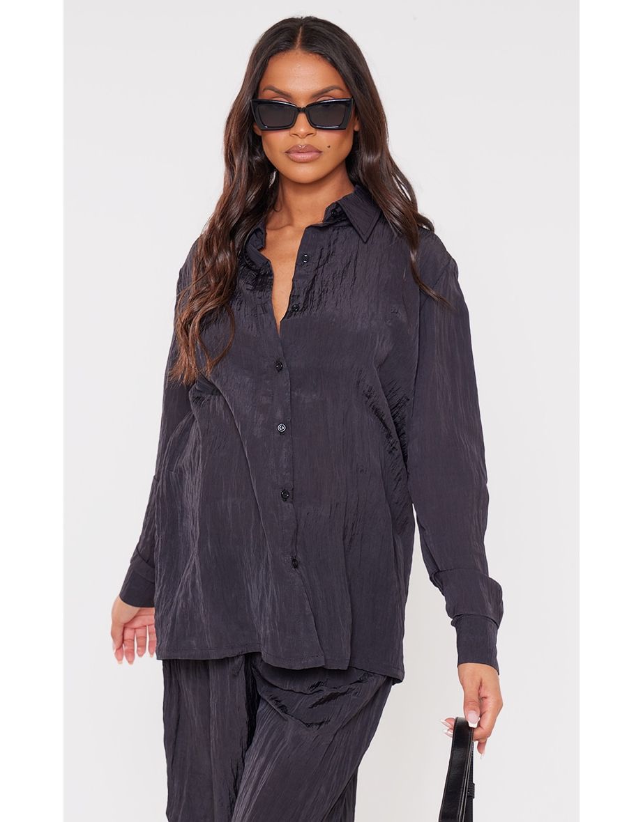 Maternity Black Textured Button Up Shirt