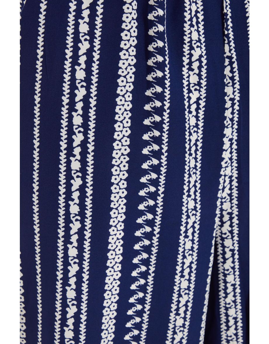 Navy Stripe Print Culotte Jumpsuit - 5