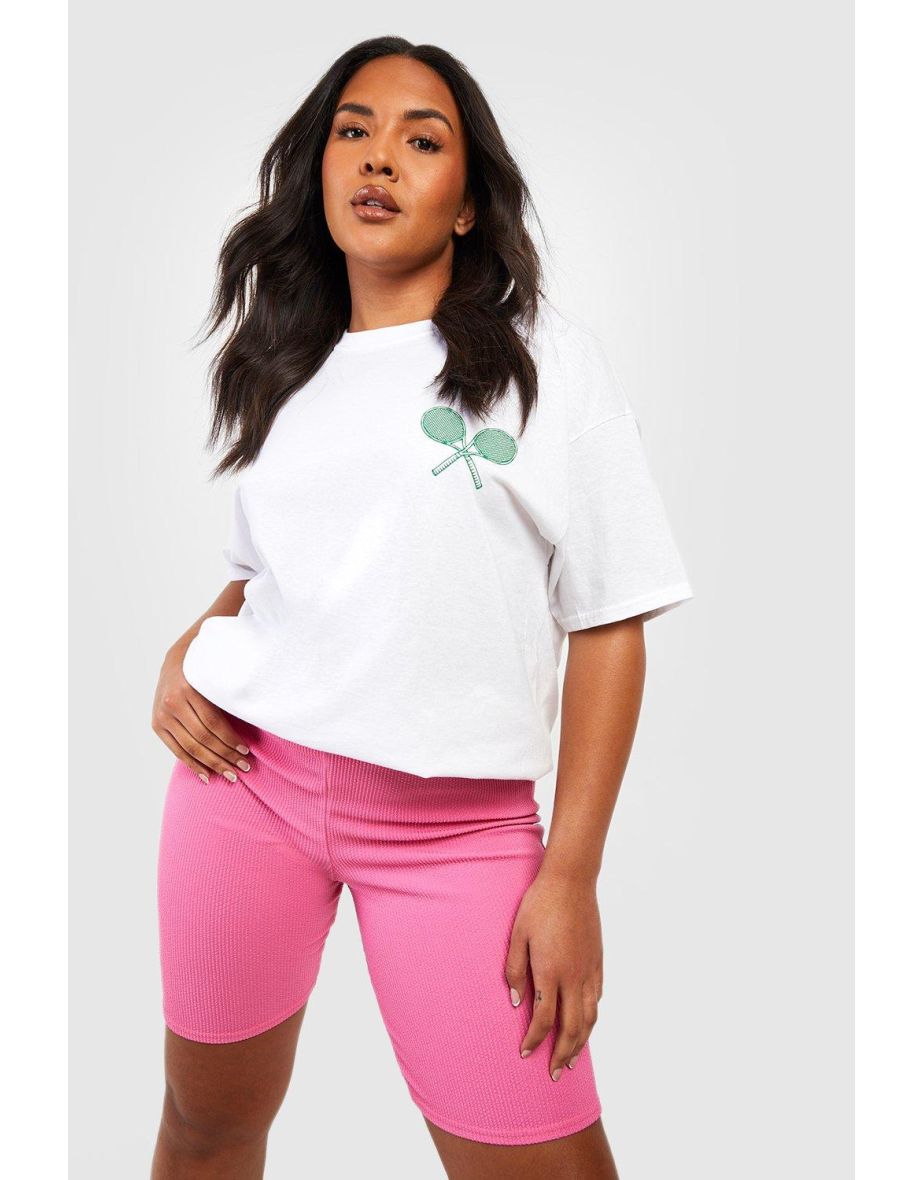 Plus Ripple Textured Cycling Shorts - pink