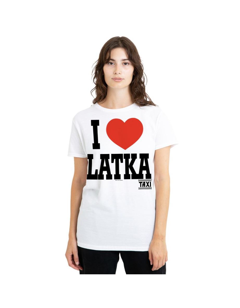 TAXI Unisex Adult I Heart Latka T-Shirt - White