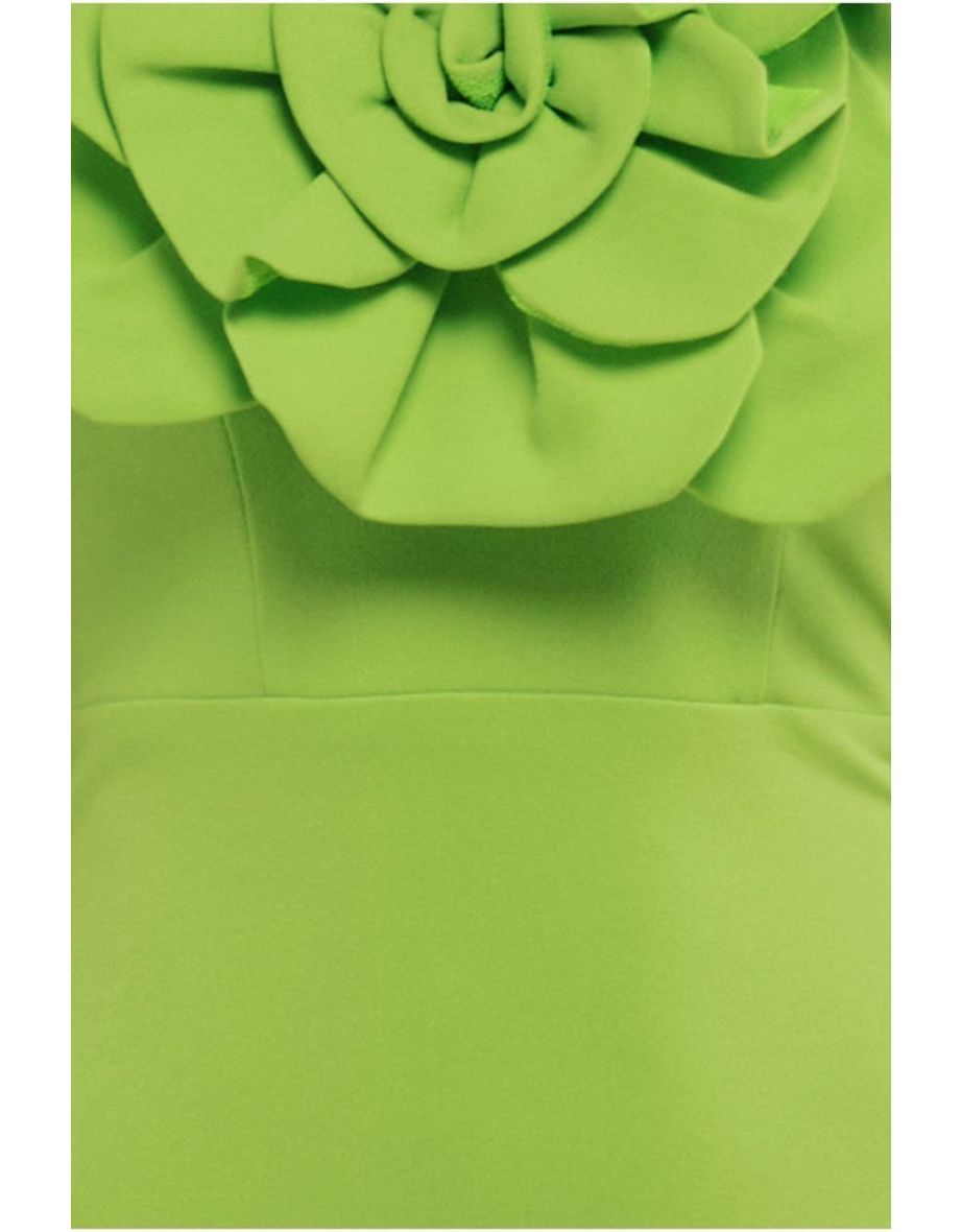 Goddiva Scuba Crepe Bandeau Rose Maxi Dress - Lime - 3
