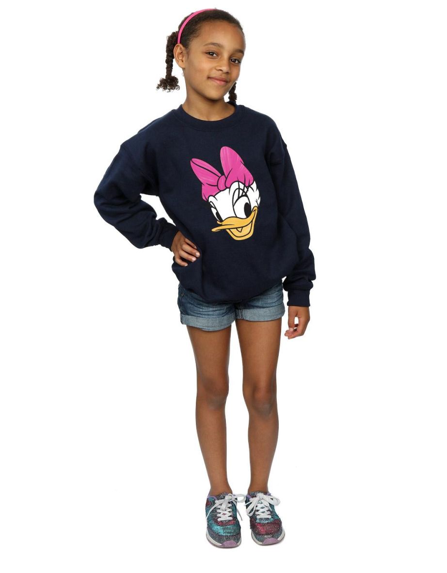 Disney Girls Daisy Duck Head Painted Sweatshirt - Navy Blue - 3