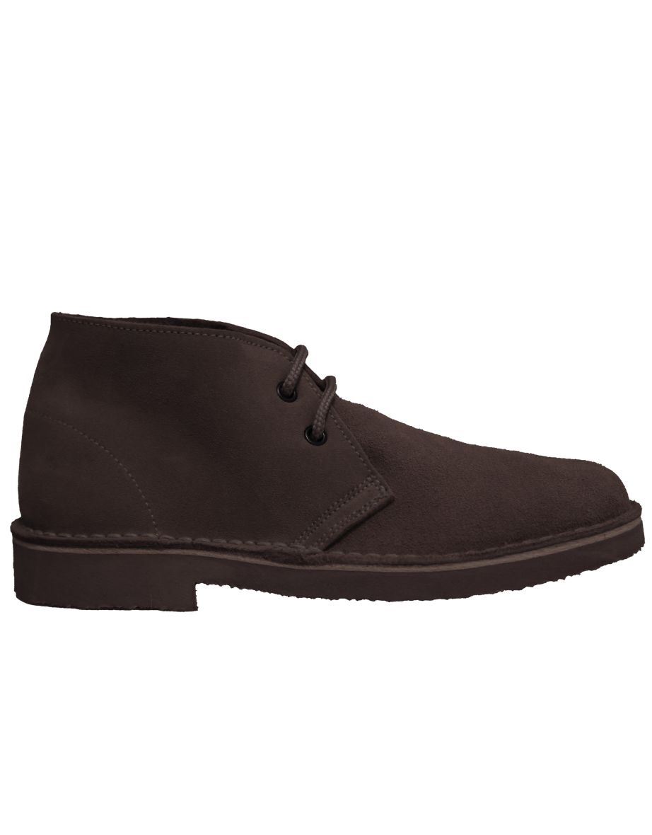 Roamers Mens Real Suede Unlined Desert Boots - Dark Brown - 2