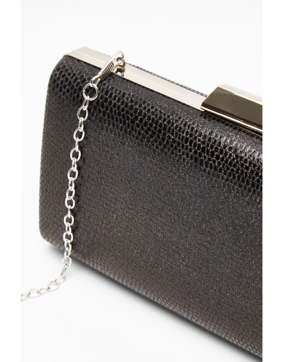 Black Snake Print Clutch Bag - 4