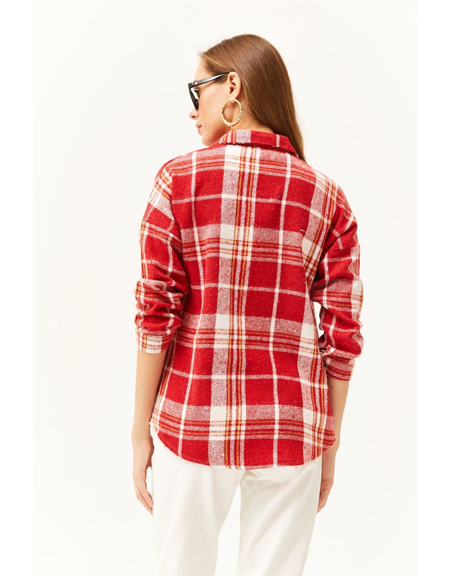 Women's Red Plaid Lumberjack Shirt - 4