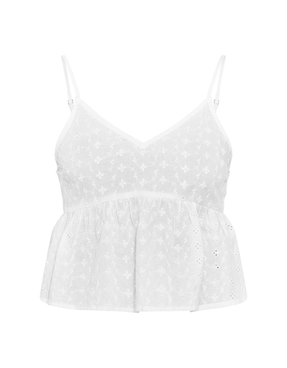 White Broderie Floaty Cropped Cami Top - 4