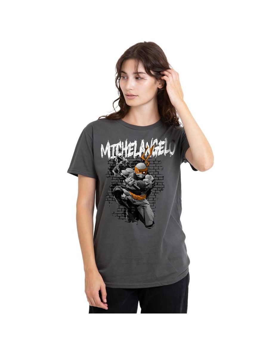Teenage Mutant Ninja Turtles Unisex Adult Michelangelo T-Shirt - Charcoal