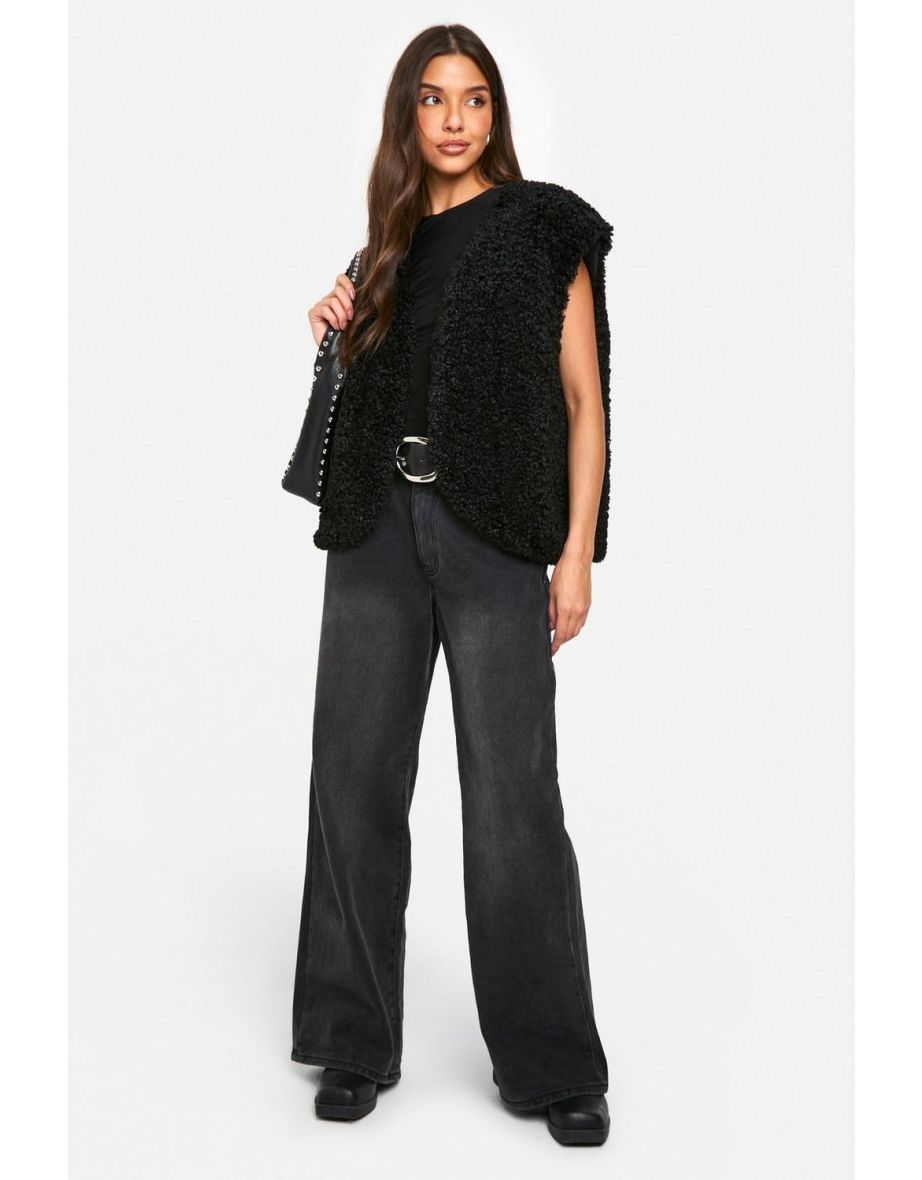 Teddy Faux Fur Gilet - black