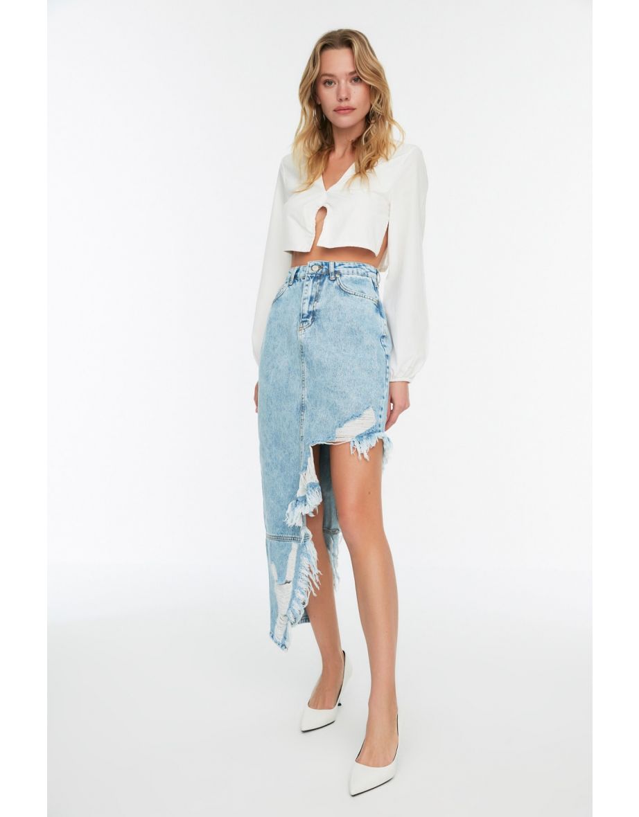 Amazon.com: Angelegant Jean Skirt Women's High Waisted Fringed Slim Fit  Elastic Bodycon Mini Denim Skirt (S, Denim Blue Washed) : Clothing, Shoes &  Jewelry