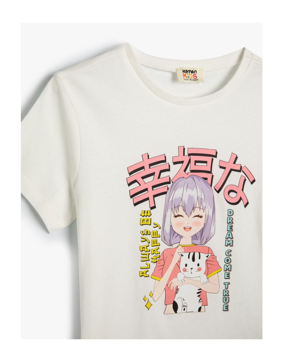 Anime T-Shirt Short Sleeve Crew Neck Cotton - 2