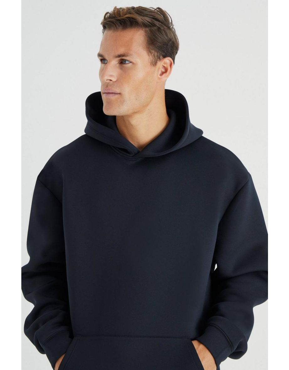 Tall Oversized  Bonded Scuba Hoodie - black - 2