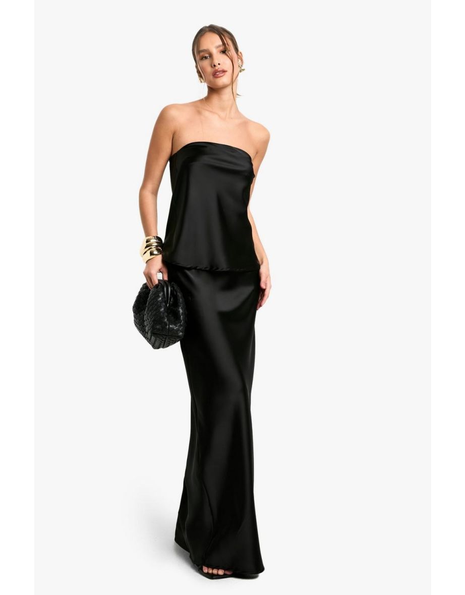 SATIN LONGLINE BANDEAU & MAXI SKIRT SET