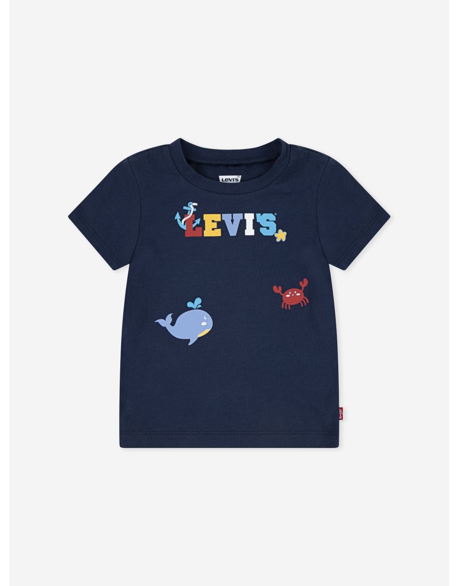 Baby Boys Coastal Critters Logo T-Shirt in Navy
