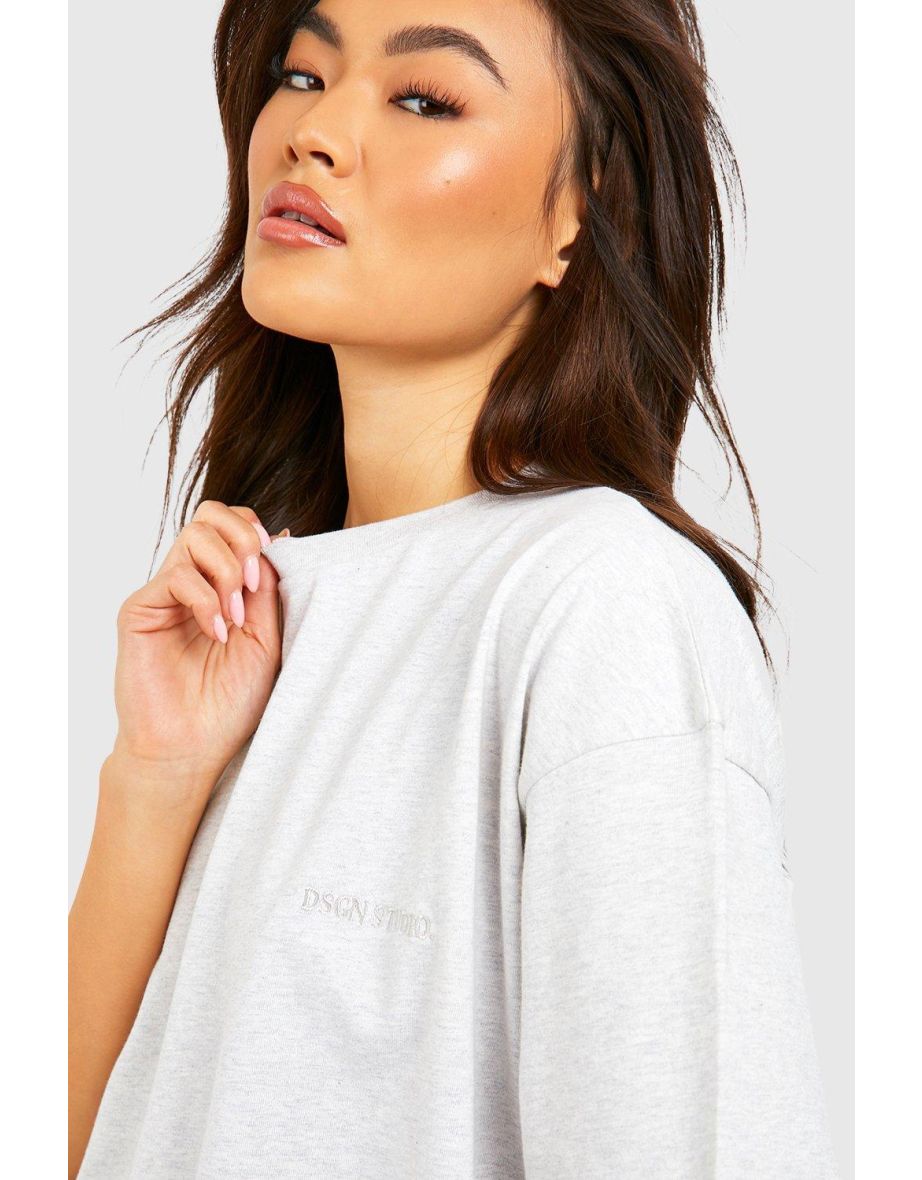 Oversized T-shirt And Cycling Short Set - ash grey - 3