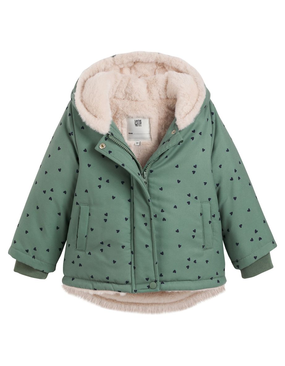 Recycled Warm Hooded Parka with Fluffy Lining