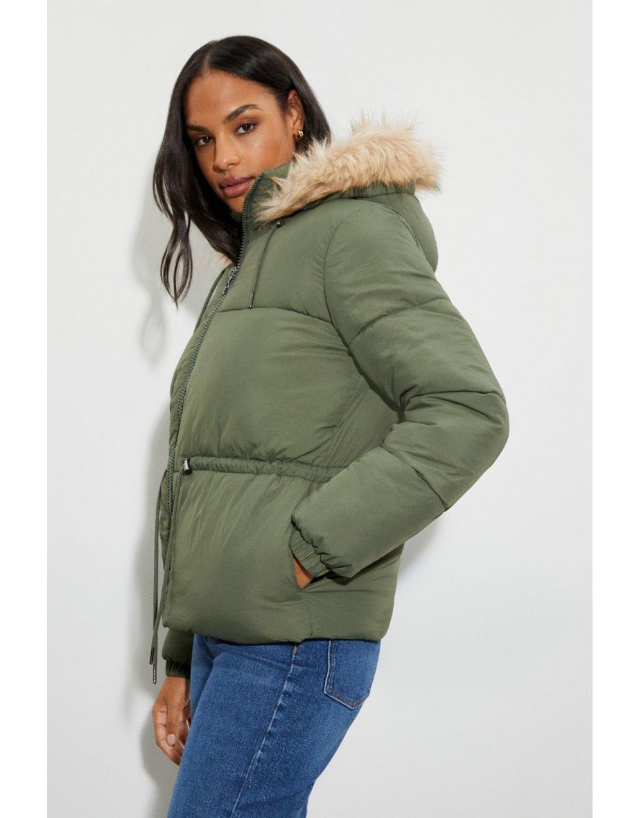 Dorothy perkins shop green fur coat