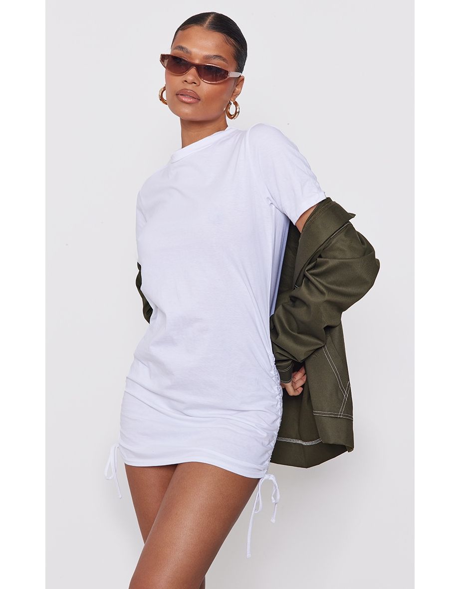 Side ruched best sale t shirt dress