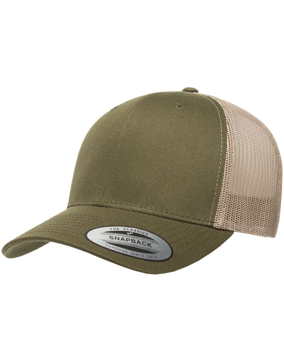 Yupoong Flexfit Retro Snapback Trucker Cap - Moss/Khaki