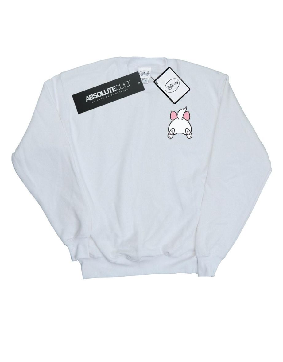Disney Girls Aristocats Marie Backside Breast Print Sweatshirt - White