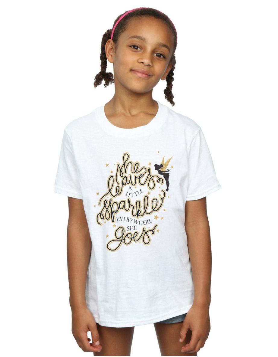 Tinkerbell Girls Stars Cotton T-Shirt - White - 3