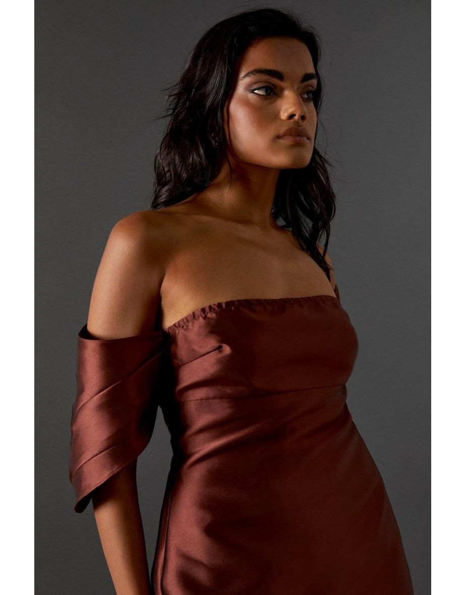 Structured Puff Sleeve Bardot Midaxi Dress - 3