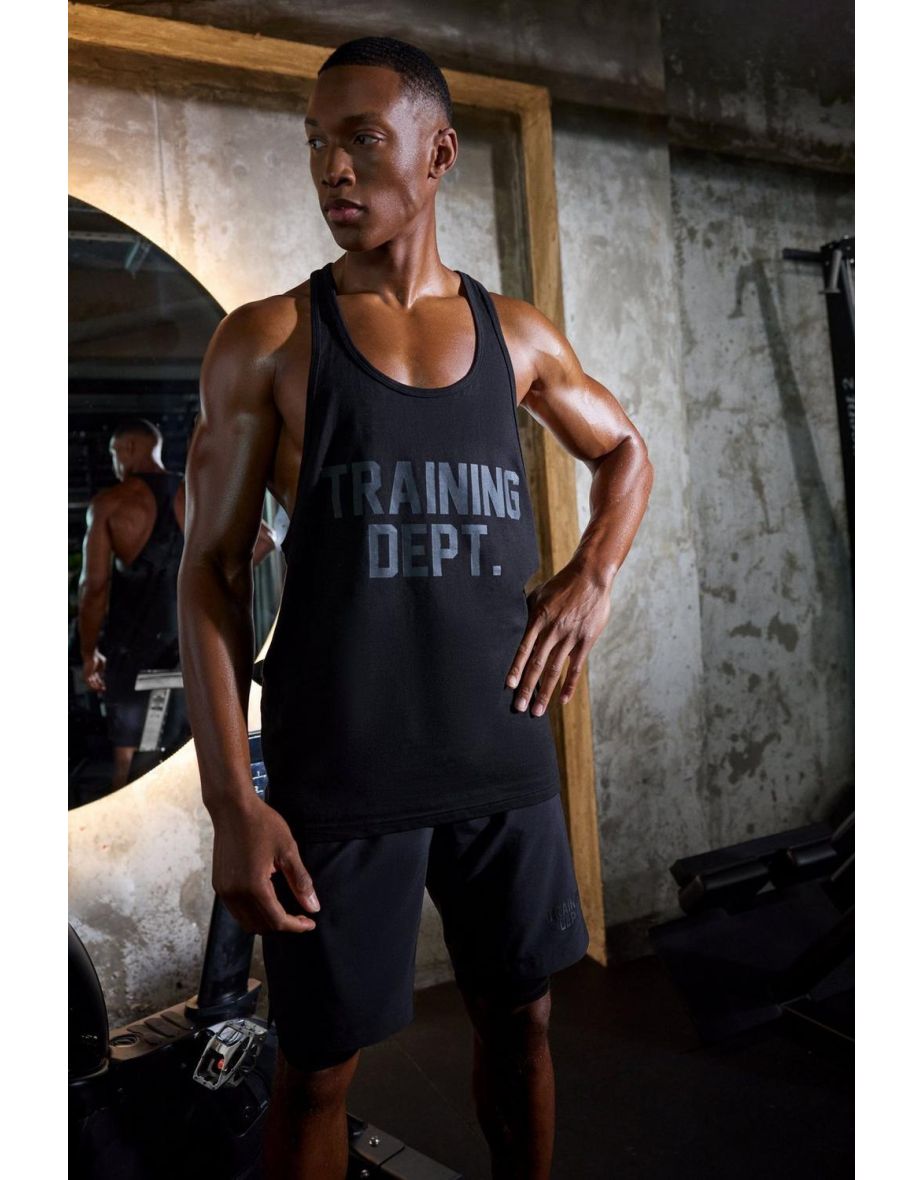 Man Active Training Dept Jersey Stringer Vest - black