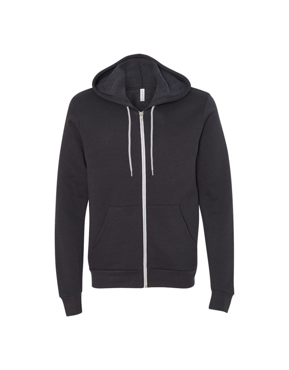 Bella + Canvas Adults Unisex Full Zip Hoodie - Dark Grey