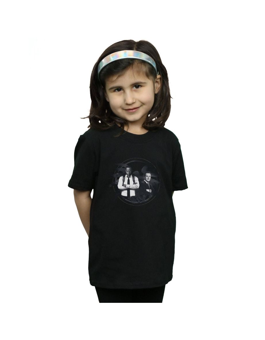 Marvel Girls Captain Marvel Nick Fury And Agent Coulson Cotton T-Shirt - Black
