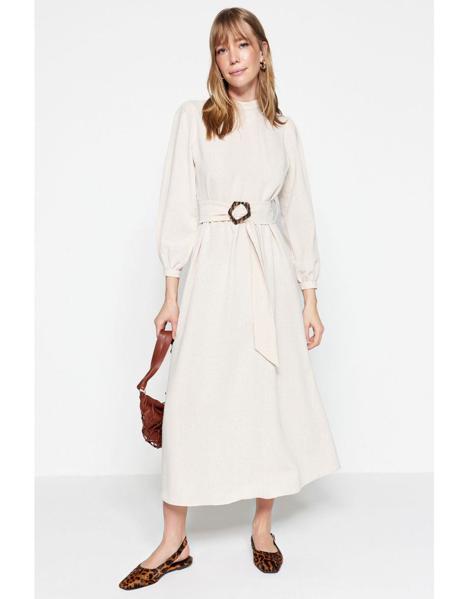 Trendyol Modest White A-Line Midaxi Dress