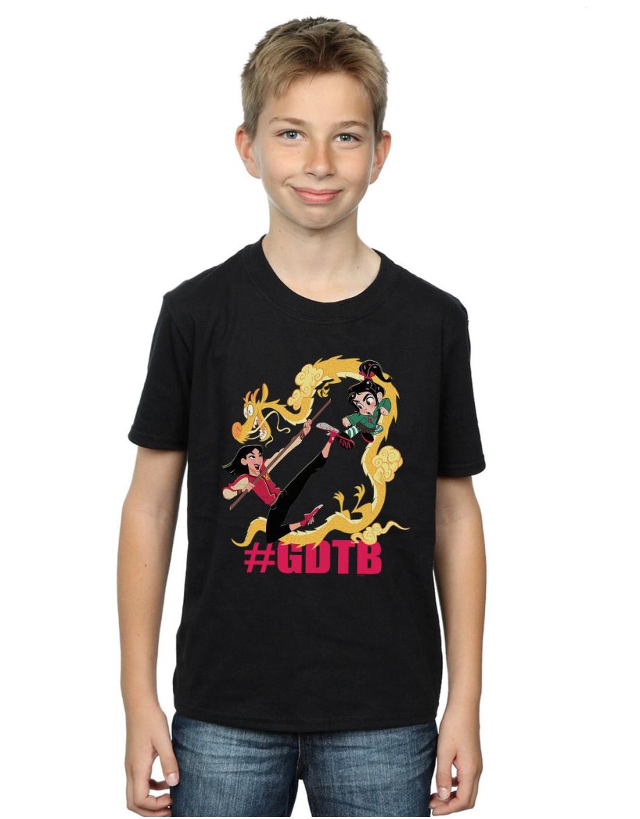 Disney Boys Wreck It Ralph Mulan And Vanellope T-Shirt - Black