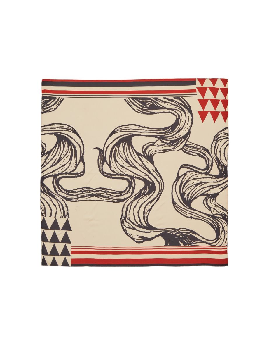 Wave Pattern Red Scarf - 1