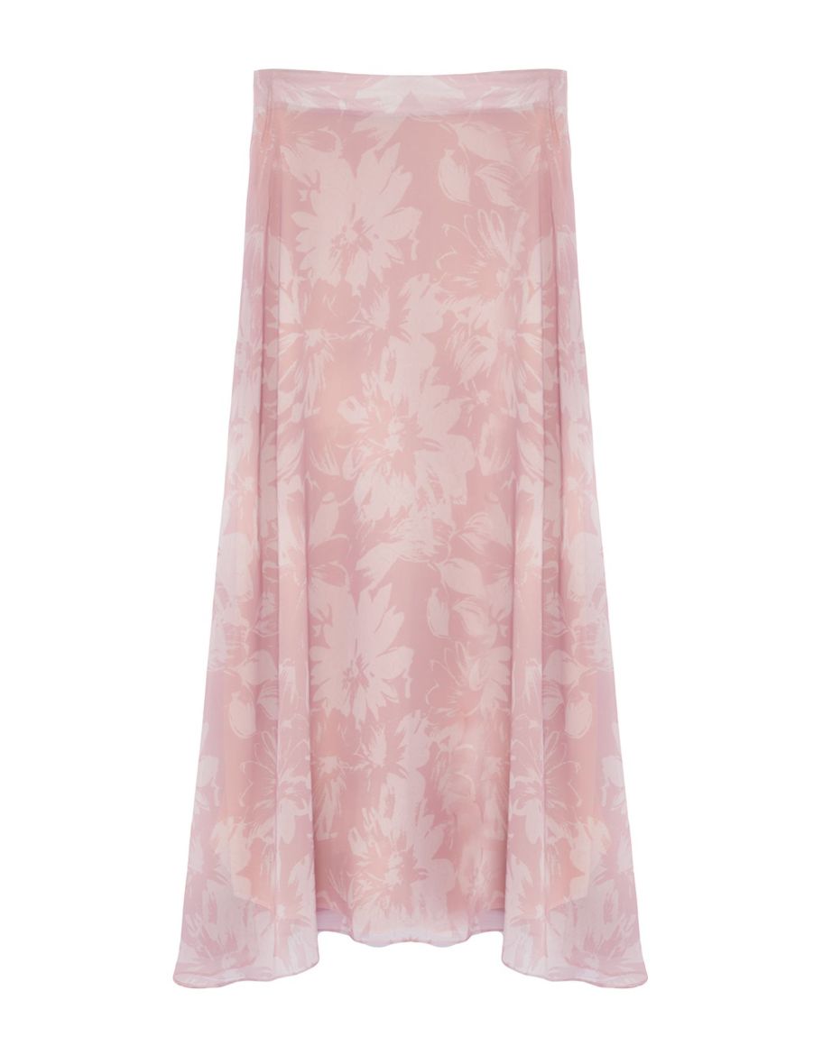 Light Pink Pleated Woven Skirt - 6