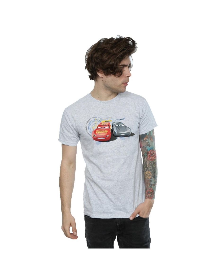 Disney Mens Cars Lightning Vs Storm T-Shirt - Sports Grey