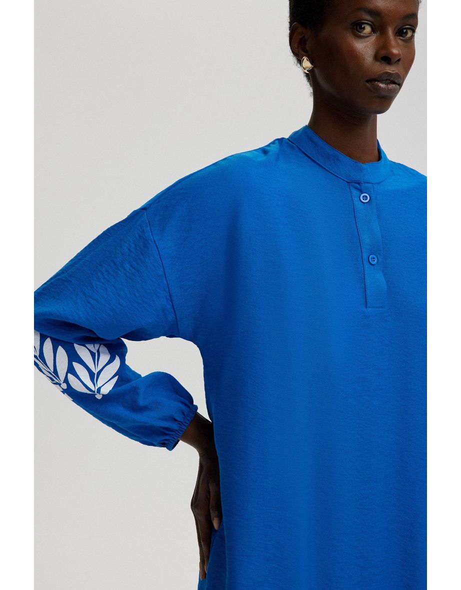LEAF PATTERNED TASSEL DETAILED TUNIC - 4