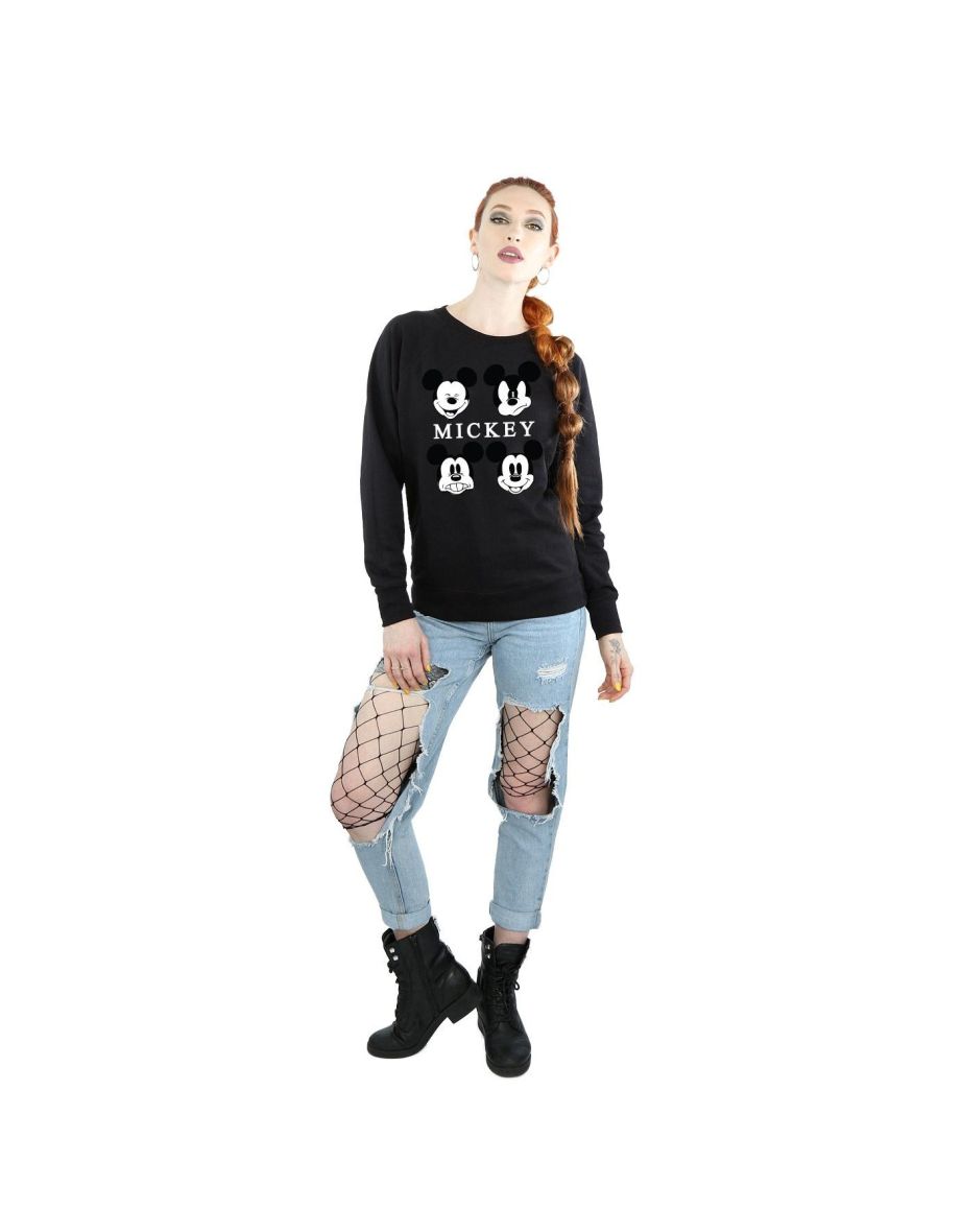 Disney Womens/Ladies Mickey Mouse Head Sweatshirt - Black