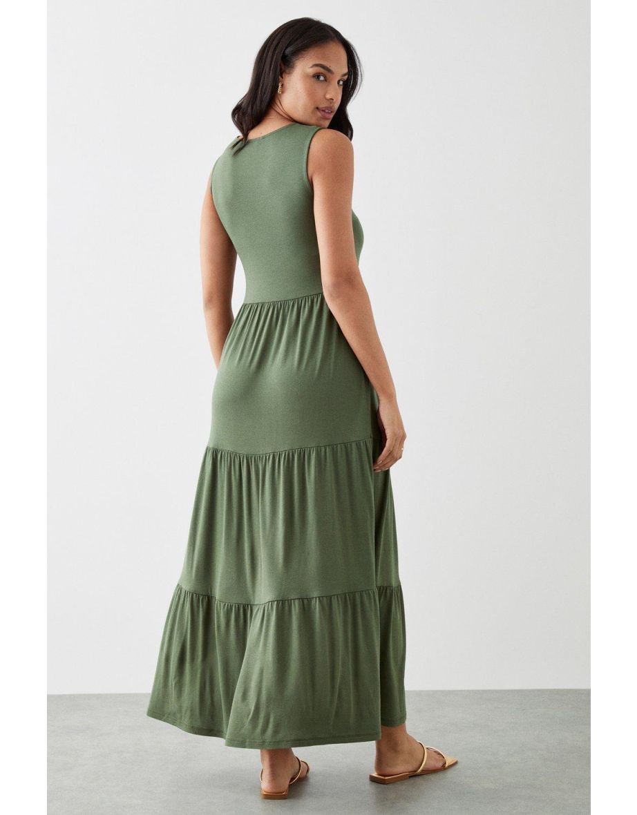 Khaki Tiered Maxi Dress - 2